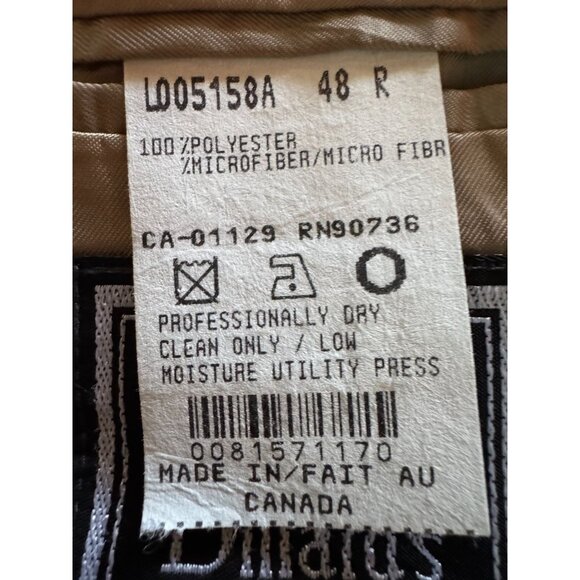 Ralph Lauren Brown Blazer 48R Mens Single Breasted Microfiber Made In Canada - Picture 13 of 13